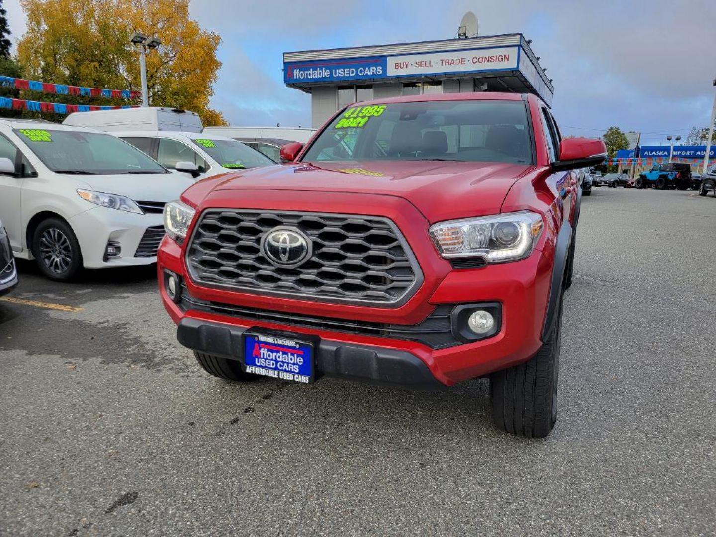 2021 RED TOYOTA TACOMA TRD DOUBLE CAB (3TMCZ5AN7MM) with an 3.5L engine, Automatic transmission, located at 929 East 8th Ave, Anchorage, AK, 99501, (907) 274-2277, 61.214783, -149.866074 - Photo#0