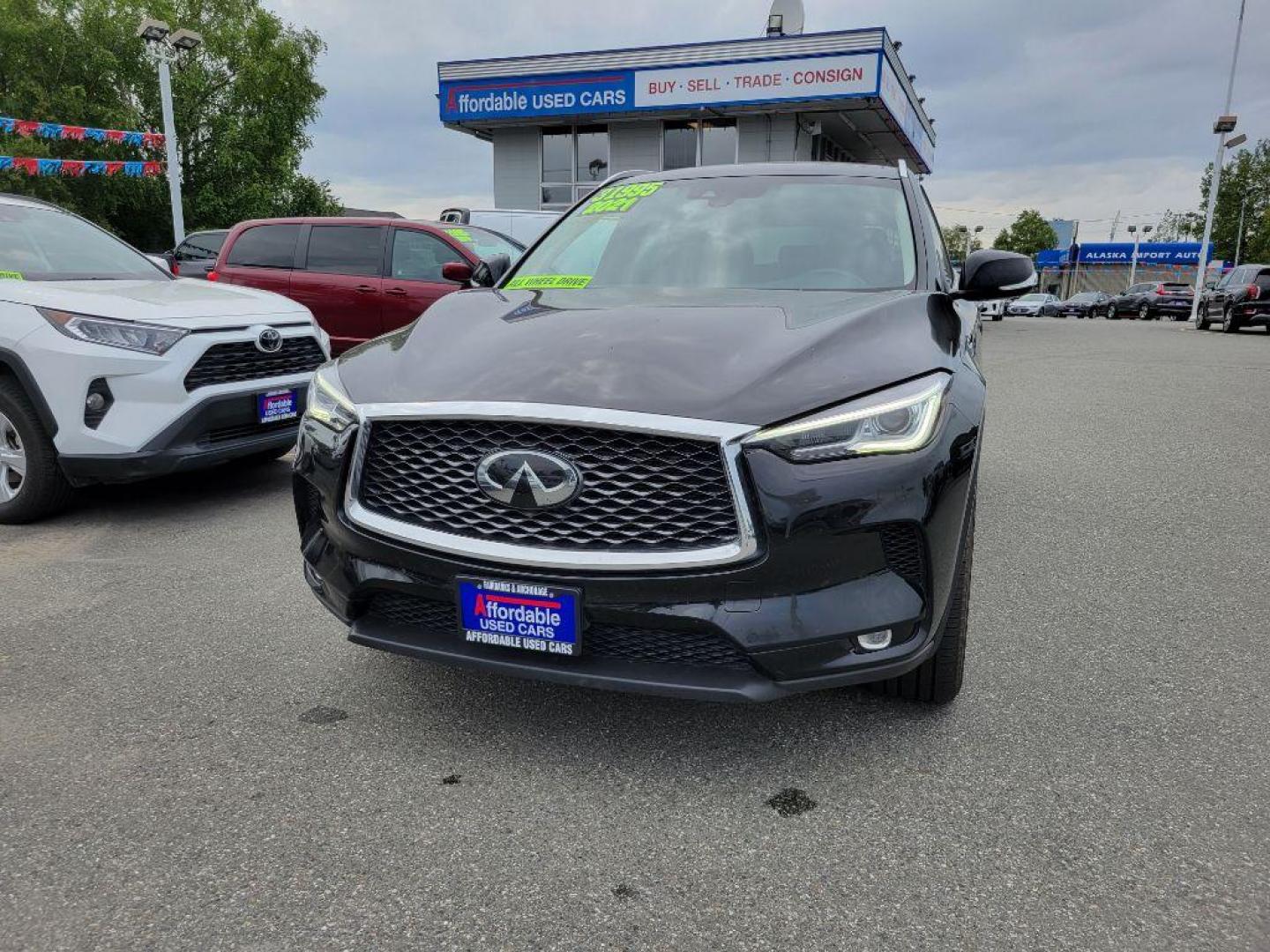 2021 BLACK INFINITI QX50 LUXE (3PCAJ5BB7MF) with an 2.0L engine, Continuously Variable transmission, located at 929 East 8th Ave, Anchorage, AK, 99501, (907) 274-2277, 61.214783, -149.866074 - Photo#0