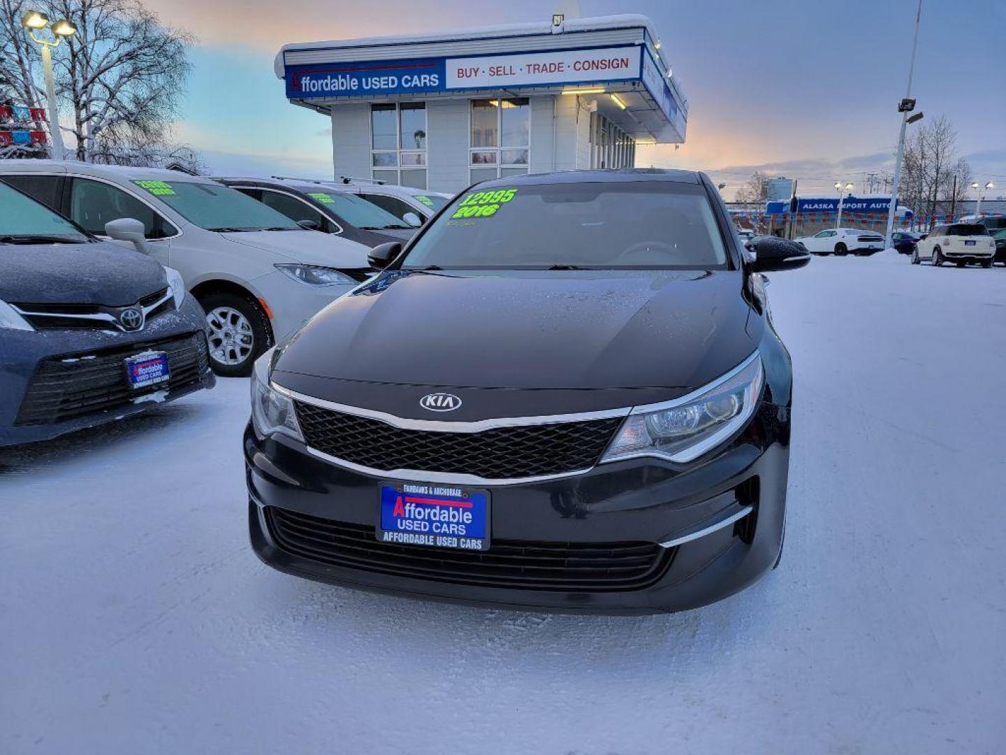 2016 BLACK KIA OPTIMA LX (5XXGT4L32GG) with an 2.4L engine, Automatic transmission, located at 929 East 8th Ave, Anchorage, AK, 99501, (907) 274-2277, 61.214783, -149.866074 - Photo#0