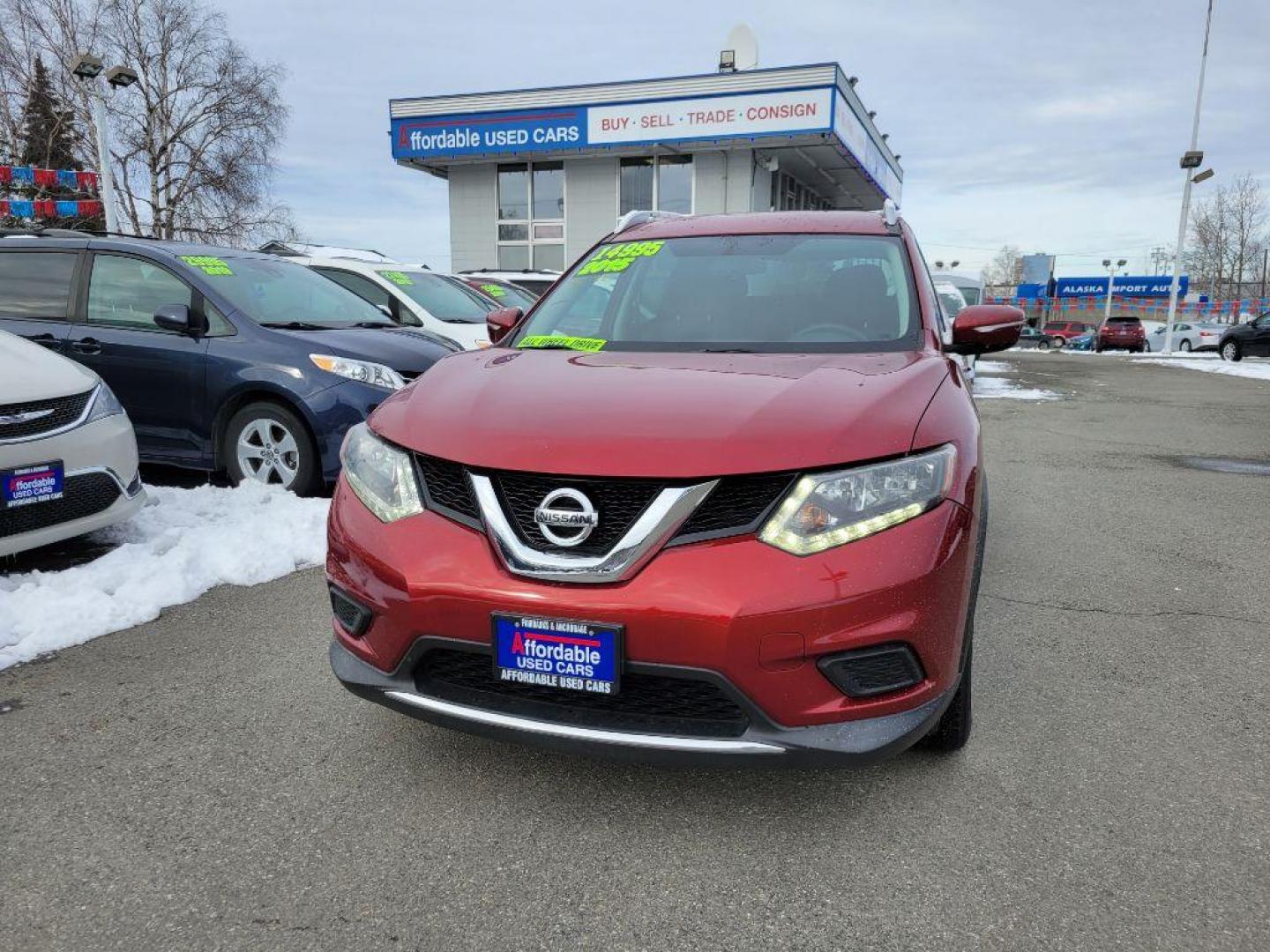 2015 RED NISSAN ROGUE S (KNMAT2MVXFP) with an 2.5L engine, Continuously Variable transmission, located at 929 East 8th Ave, Anchorage, AK, 99501, (907) 274-2277, 61.214783, -149.866074 - Photo#0