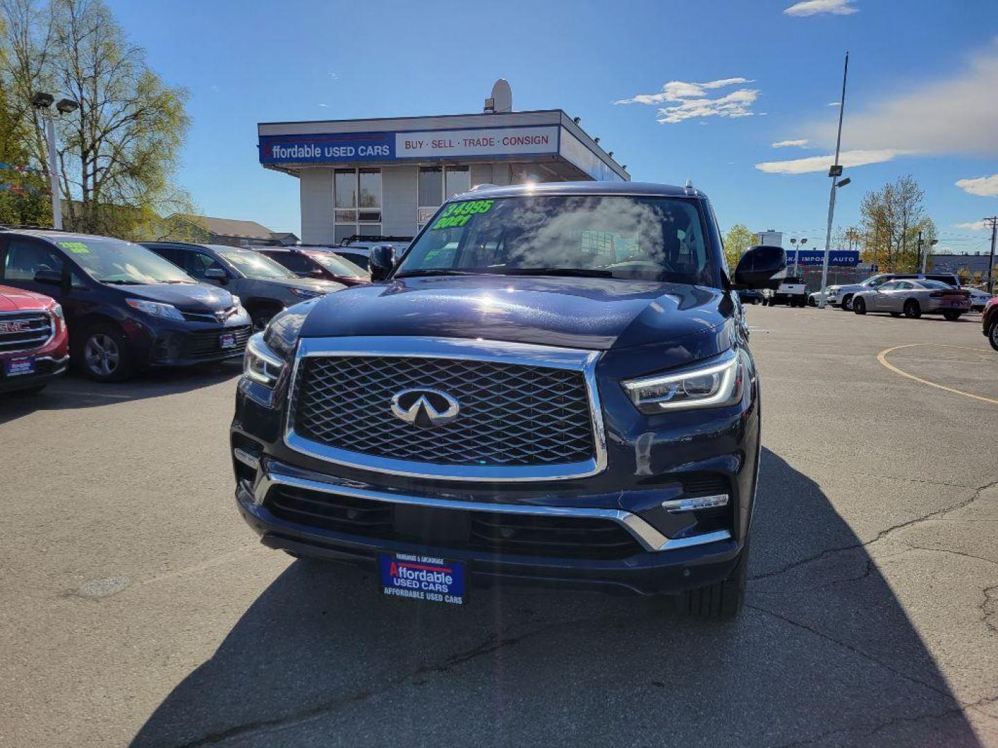 2021 BLUE INFINITI QX80 LUXE (JN8AZ2AE8M9) with an 5.6L engine, Automatic transmission, located at 929 East 8th Ave, Anchorage, AK, 99501, (907) 274-2277, 61.214783, -149.866074 - Photo#0