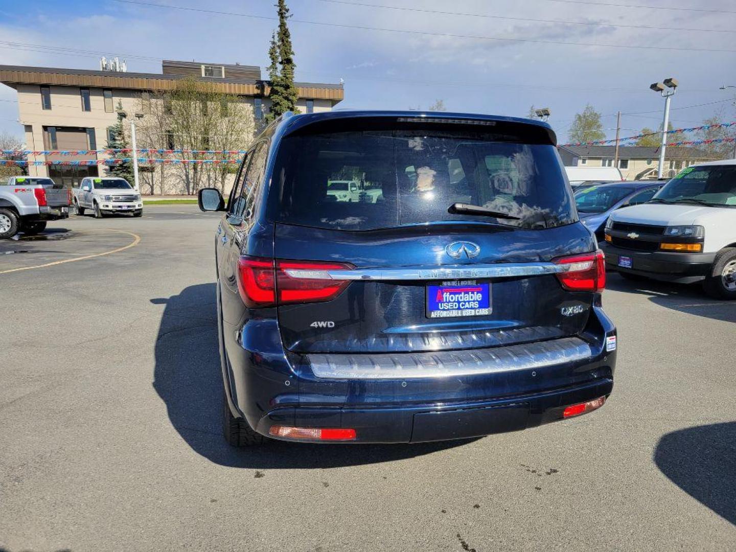 2021 BLUE INFINITI QX80 LUXE (JN8AZ2AE8M9) with an 5.6L engine, Automatic transmission, located at 929 East 8th Ave, Anchorage, AK, 99501, (907) 274-2277, 61.214783, -149.866074 - Photo#2